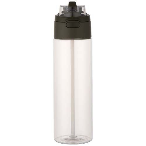 Botella de agua Theron de 700 ml de plástico reciclado RCS con tapa de doble función y pajita abatible