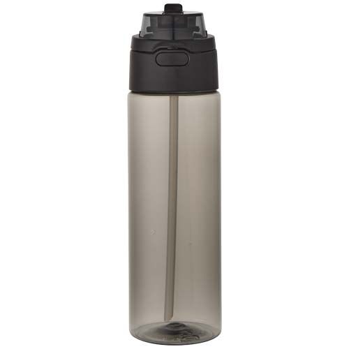 Botella de agua Theron de 700 ml de plástico reciclado RCS con tapa de doble función y pajita abatible