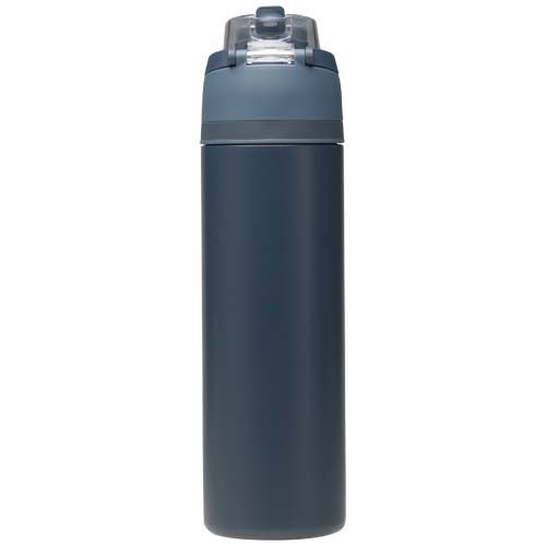 azul marino Botella de agua Theron de 800 ml de acero inoxidable de pared simple reciclado (RCS), con tapa de doble función y pajita abat