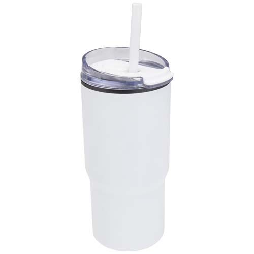white Vaso térmico de doble pared reciclado RCS de 540 ml Westin con pajita