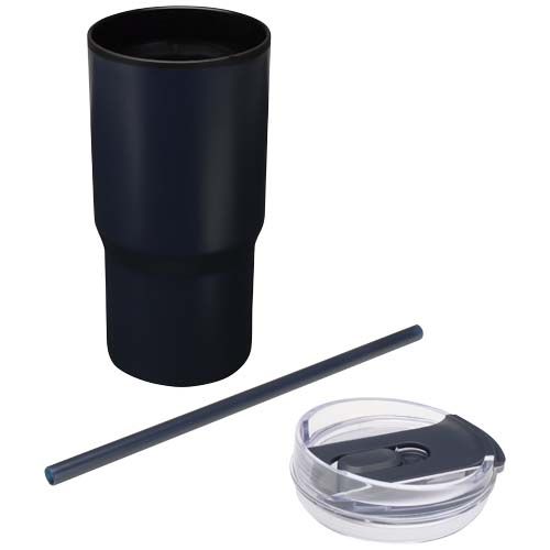 azul marino Vaso térmico de doble pared reciclado RCS de 540 ml Westin con pajita