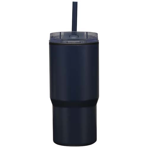 azul marino Vaso térmico de doble pared reciclado RCS de 540 ml Westin con pajita