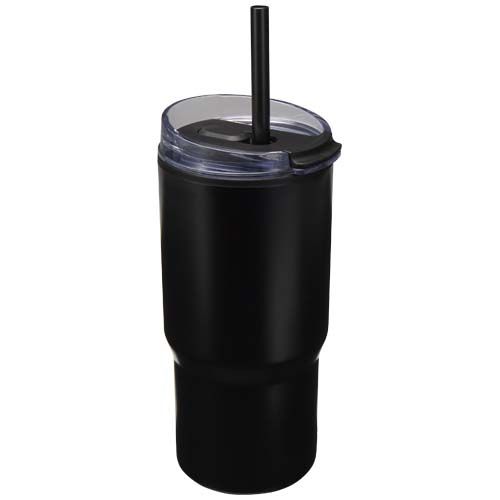 black Vaso térmico de doble pared reciclado RCS de 540 ml Westin con pajita