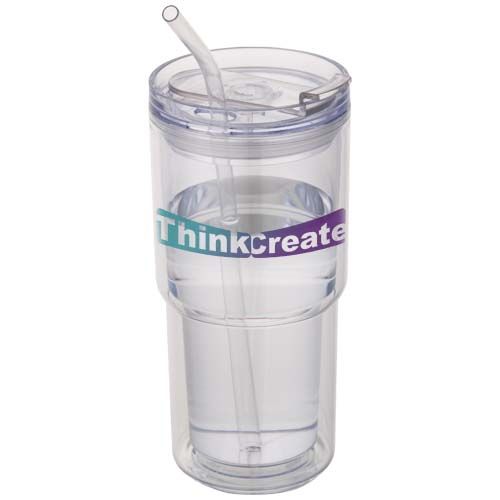 blanco translúcido Vaso de plástico de doble pared Archer de 480 ml