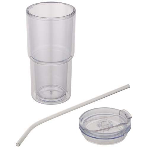 blanco translúcido Vaso de plástico de doble pared Archer de 480 ml