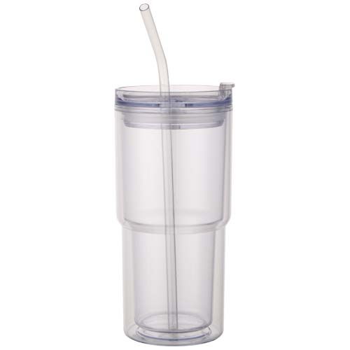 blanco translúcido Vaso de plástico de doble pared Archer de 480 ml