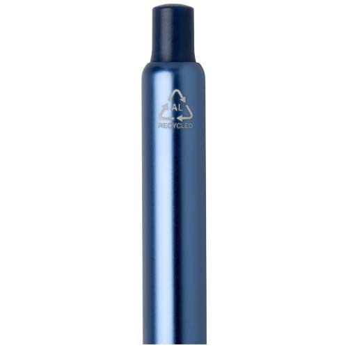 Bolígrafo de aluminio reciclado Soffit con mecanismo de clic y acabado anodizado (tinta azul)