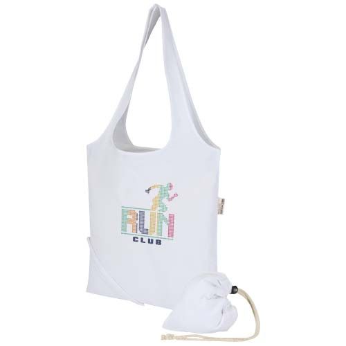 Bolsa de tela de algodón reciclada GRS «Madras Blend», 140 g/m², plegable, 7 l