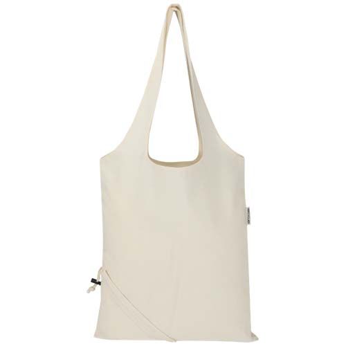 Bolsa de tela de algodón reciclada GRS «Madras Blend», 140 g/m², plegable, 7 l