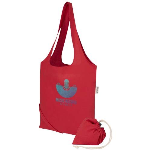 Bolsa de tela de algodón reciclada GRS «Madras Blend», 140 g/m², plegable, 7 l