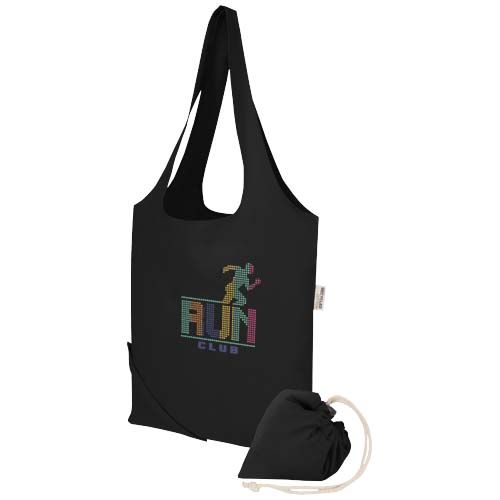 Bolsa de tela de algodón reciclada GRS «Madras Blend», 140 g/m², plegable, 7 l