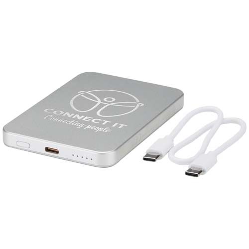 plateado Batería externa magnética Avis de 5000 mAh fabricada con aluminio reciclado RCS