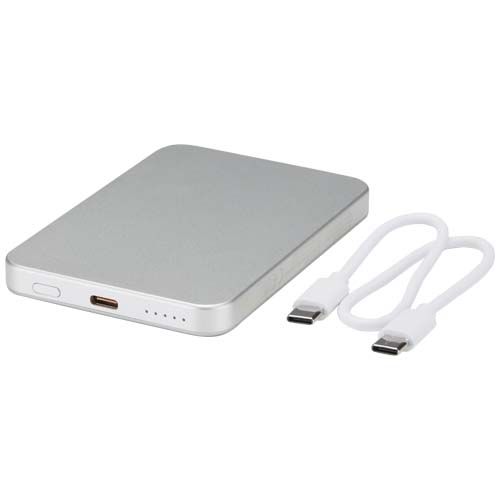 plateado Batería externa magnética Avis de 5000 mAh fabricada con aluminio reciclado RCS