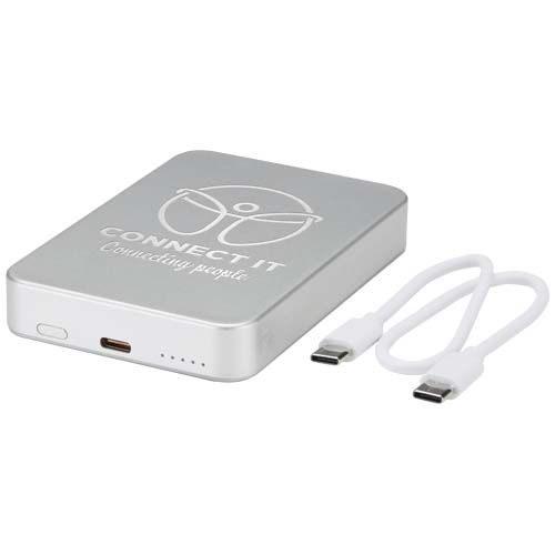 plateado Batería externa magnética Avis de 10 000 mAh fabricada con aluminio reciclado RCS