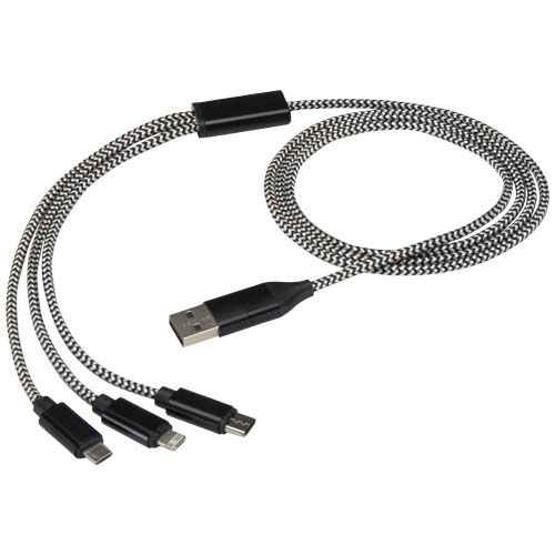 black Cable de carga 5 en 1 de aluminio reciclado y RPET de Alphecca