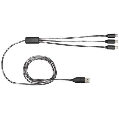 black Cable de carga 5 en 1 de aluminio reciclado y RPET de Alphecca