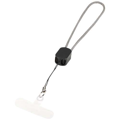 black Lanyard de muñeca reciclado Arich RCS con cable de carga tipo C de 20 W integrado