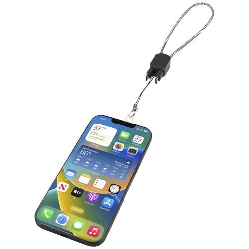 black Lanyard de muñeca reciclado Arich RCS con cable de carga tipo C de 20 W integrado