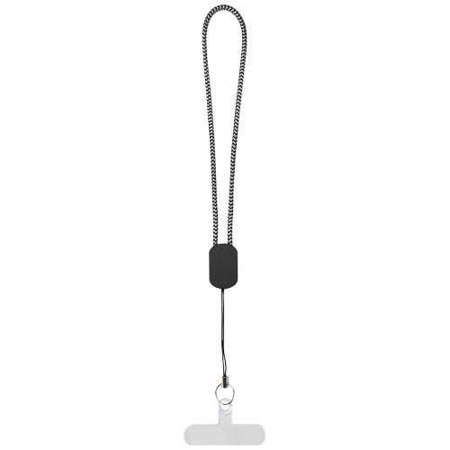 black Lanyard de muñeca reciclado Arich RCS con cable de carga tipo C de 20 W integrado
