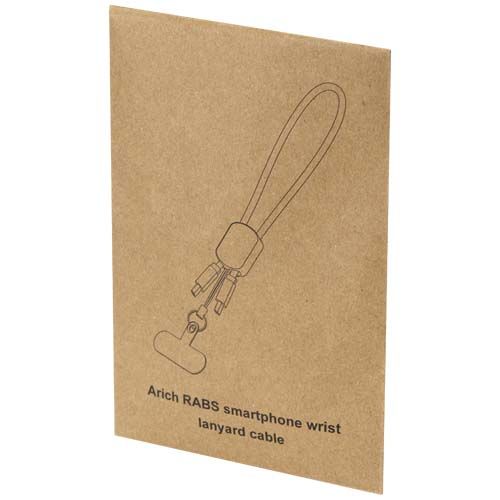 black Lanyard de muñeca reciclado Arich RCS con cable de carga tipo C de 20 W integrado