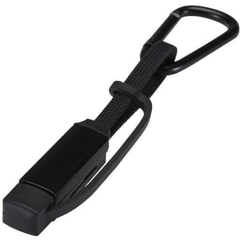 black Cable de carga Algieba de 65 W, 3 en 1, de aluminio reciclado con mosquetón