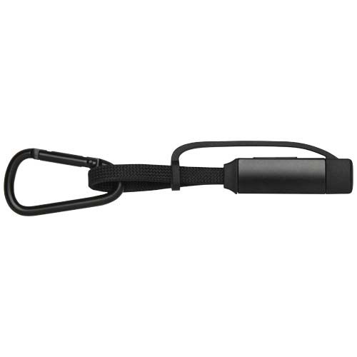 black Cable de carga Algieba de 65 W, 3 en 1, de aluminio reciclado con mosquetón