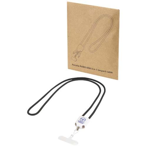 white Cable de carga con cordón de plástico reciclado Ion 65 W 5 en 1