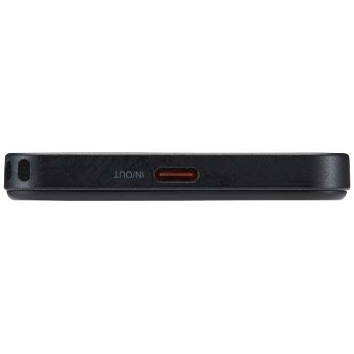 black Batería externa magnética SMART de 5000 mAh fabricada con plástico reciclado y con cordón