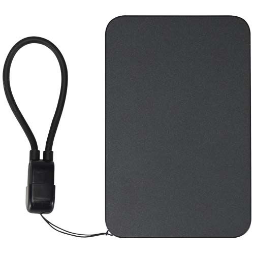 black Batería externa magnética SMART de 5000 mAh fabricada con plástico reciclado y con cordón