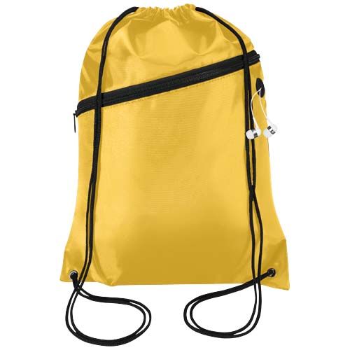 yellow Bolsa con cordón Oriole de RPET con bolsillo frontal con cremallera, 5 l