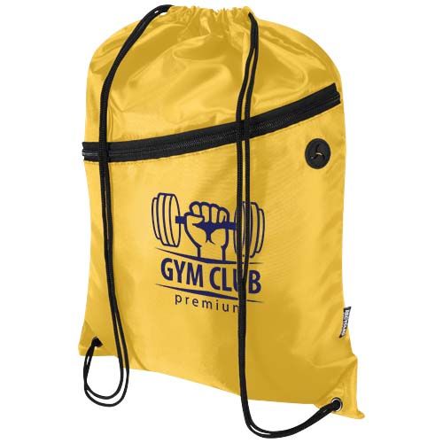 yellow Bolsa con cordón Oriole de RPET con bolsillo frontal con cremallera, 5 l