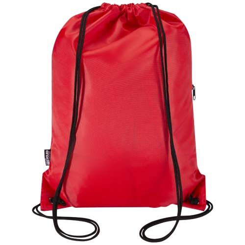 red Bolsa con cordón Oriole de RPET con bolsillo frontal con cremallera, 5 l