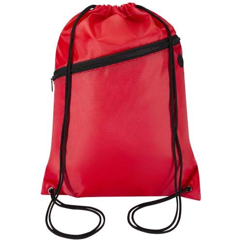 red Bolsa con cordón Oriole de RPET con bolsillo frontal con cremallera, 5 l