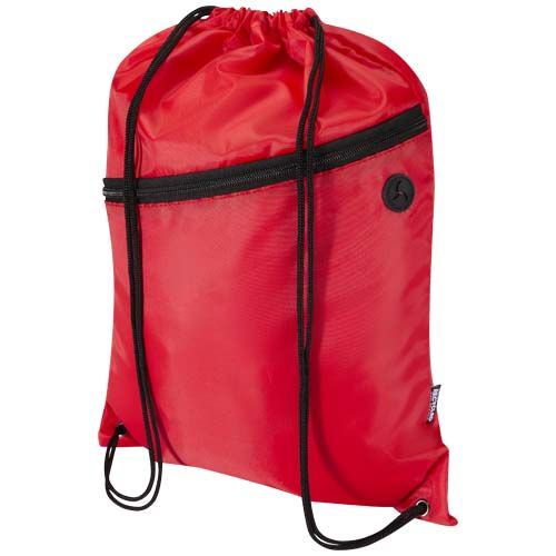 red Bolsa con cordón Oriole de RPET con bolsillo frontal con cremallera, 5 l