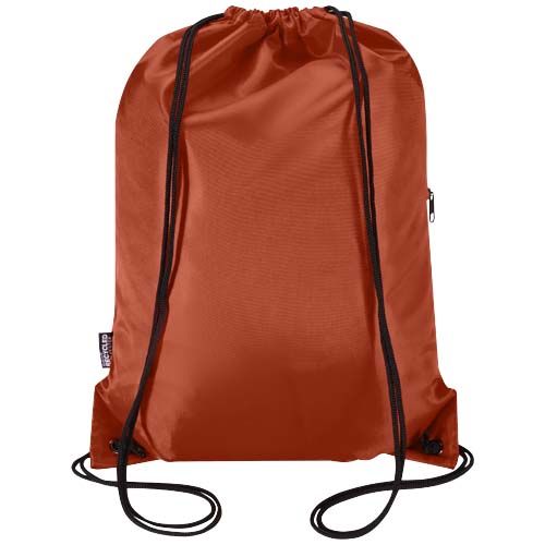 rojo de ladrillo Bolsa con cordón Oriole de RPET con bolsillo frontal con cremallera, 5 l