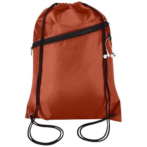 rojo de ladrillo Bolsa con cordón Oriole de RPET con bolsillo frontal con cremallera, 5 l