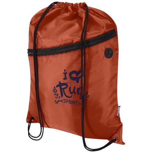 rojo de ladrillo Bolsa con cordón Oriole de RPET con bolsillo frontal con cremallera, 5 l