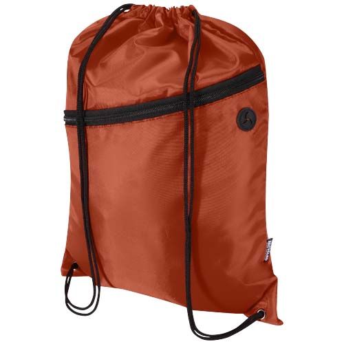 rojo de ladrillo Bolsa con cordón Oriole de RPET con bolsillo frontal con cremallera, 5 l