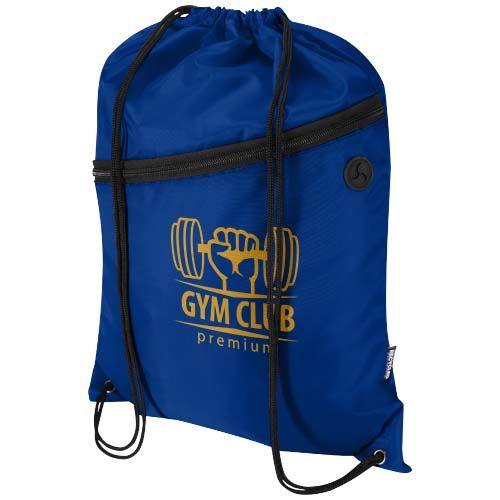 azulón Bolsa con cordón Oriole de RPET con bolsillo frontal con cremallera, 5 l