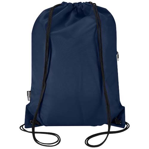 azul marino Bolsa con cordón Oriole de RPET con bolsillo frontal con cremallera, 5 l