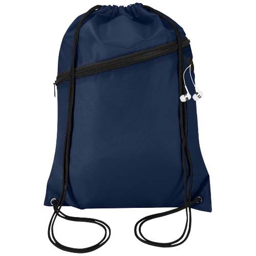 azul marino Bolsa con cordón Oriole de RPET con bolsillo frontal con cremallera, 5 l
