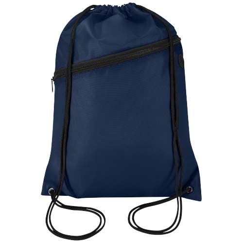 azul marino Bolsa con cordón Oriole de RPET con bolsillo frontal con cremallera, 5 l