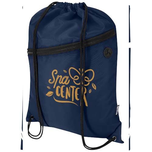 azul marino Bolsa con cordón Oriole de RPET con bolsillo frontal con cremallera, 5 l