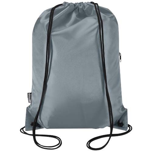 gray Bolsa con cordón Oriole de RPET con bolsillo frontal con cremallera, 5 l