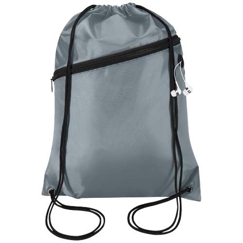 gray Bolsa con cordón Oriole de RPET con bolsillo frontal con cremallera, 5 l