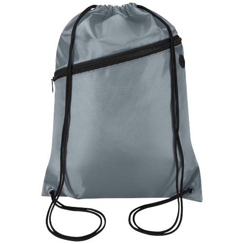 gray Bolsa con cordón Oriole de RPET con bolsillo frontal con cremallera, 5 l