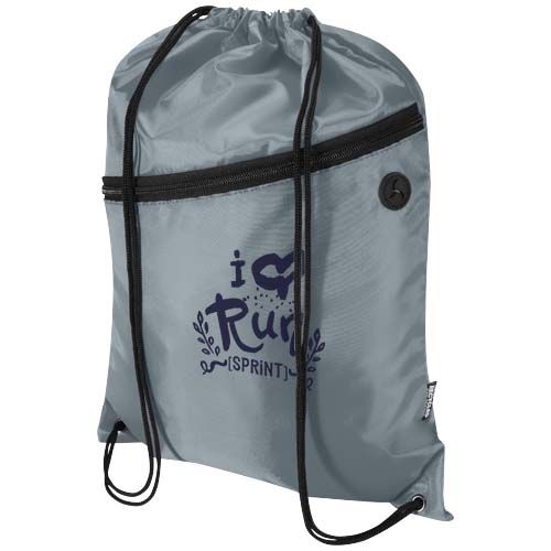 gray Bolsa con cordón Oriole de RPET con bolsillo frontal con cremallera, 5 l