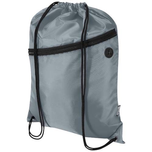 gray Bolsa con cordón Oriole de RPET con bolsillo frontal con cremallera, 5 l