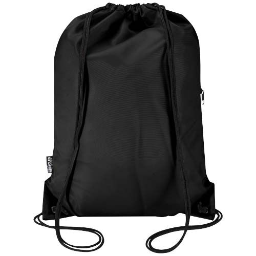 black Bolsa con cordón Oriole de RPET con bolsillo frontal con cremallera, 5 l