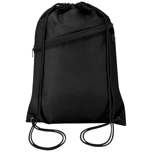 black Bolsa con cordón Oriole de RPET con bolsillo frontal con cremallera, 5 l